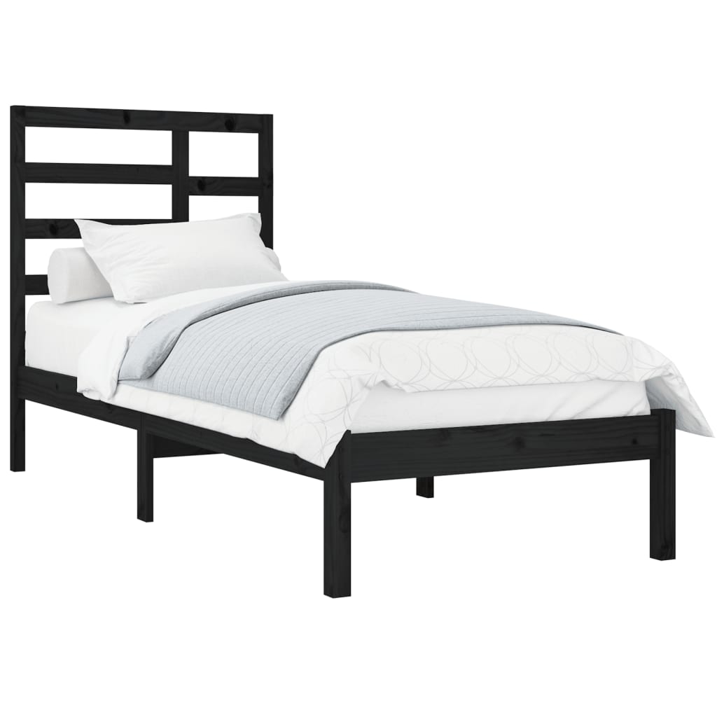 Estrutura de cama 90x200 cm madeira maciça preto