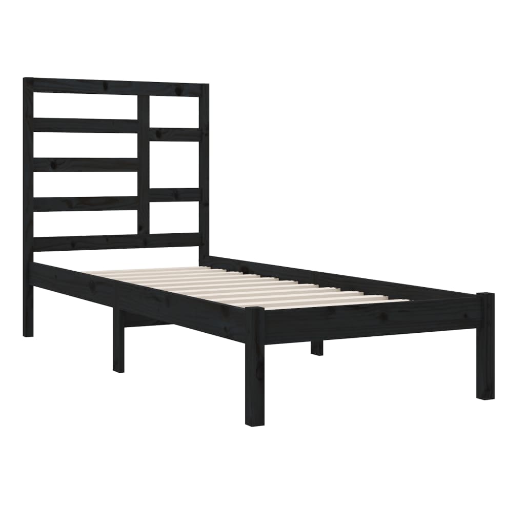 Estrutura de cama 90x200 cm madeira maciça preto