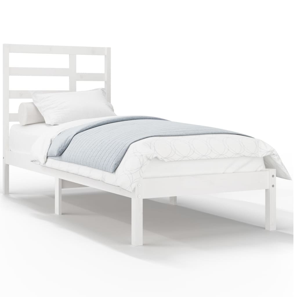 Estrutura de cama 100x200 cm madeira maciça branco