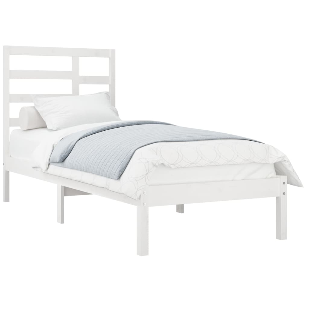 Estrutura de cama 100x200 cm madeira maciça branco