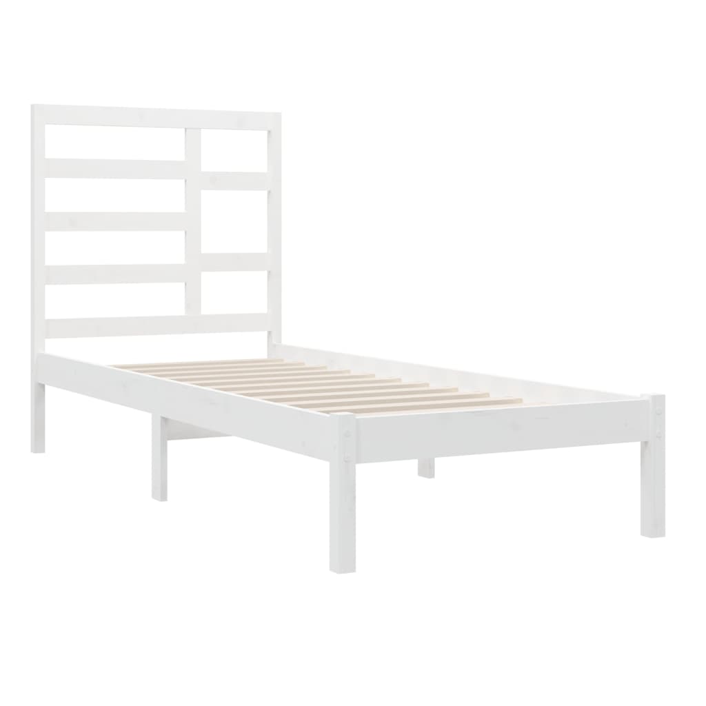 Estrutura de cama 100x200 cm madeira maciça branco