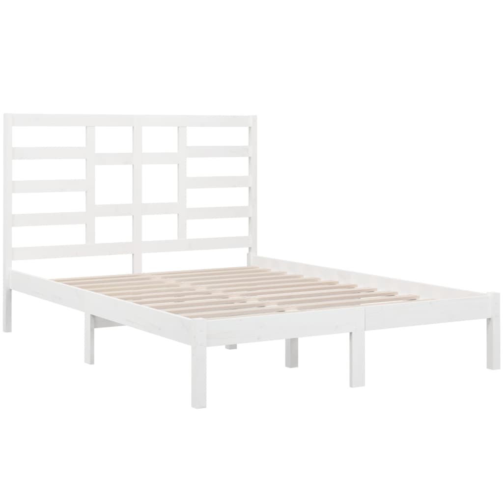 Estrutura de cama 140x200 cm madeira maciça branco