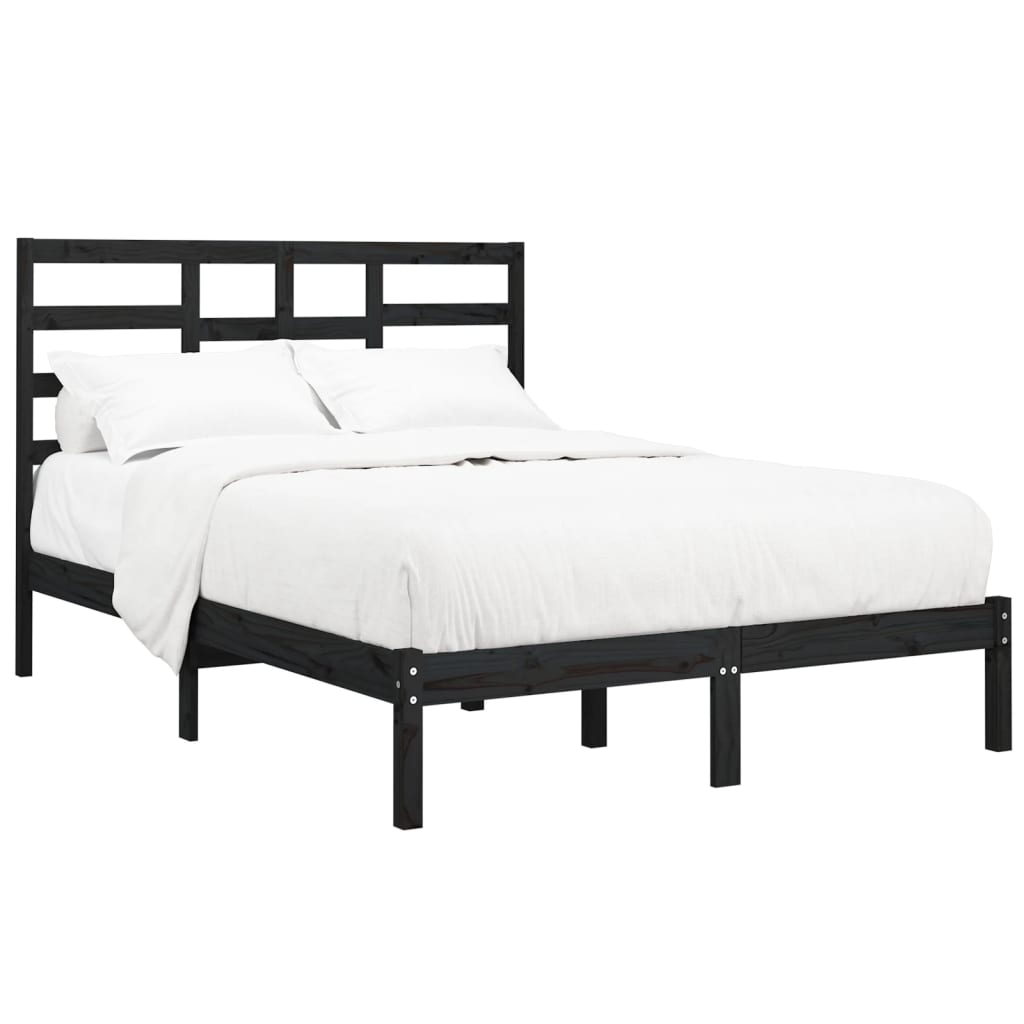 Estrutura de cama king 150x200 cm madeira maciça preto