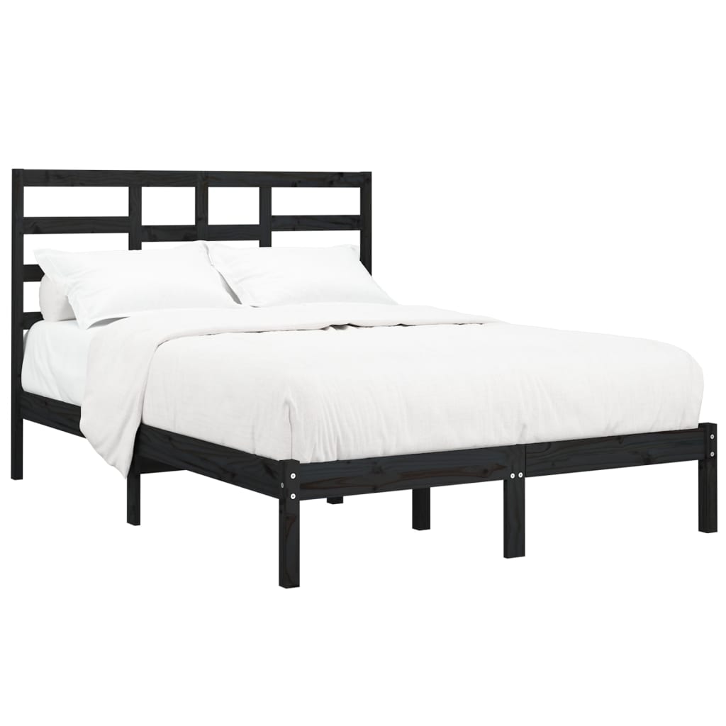 Estrutura de cama 160x200 cm pinho maciço preto