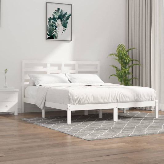 Estrutura de cama super king pinho maciço 180x200 cm branco