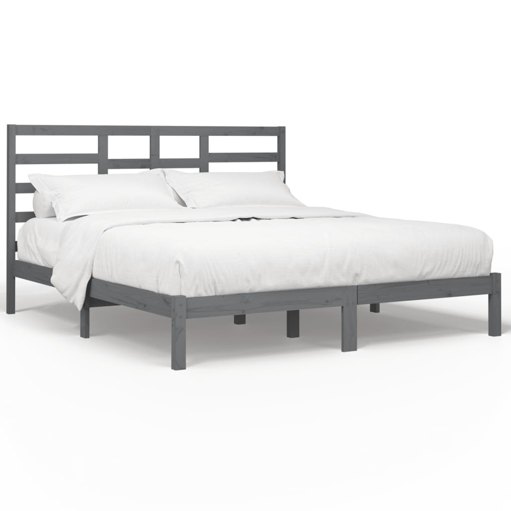 Estrutura de cama super king 180x200 cm madeira maciça cinza