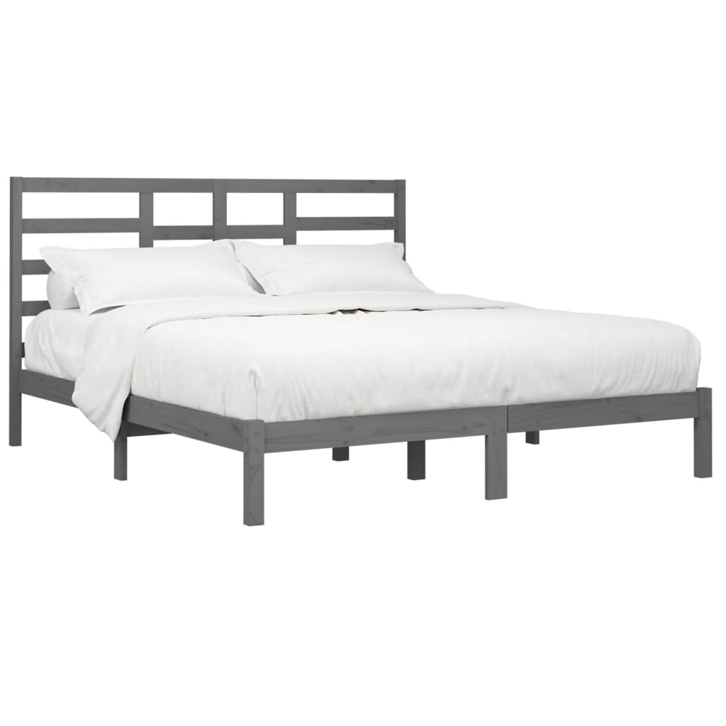 Estrutura de cama super king 180x200 cm madeira maciça cinza