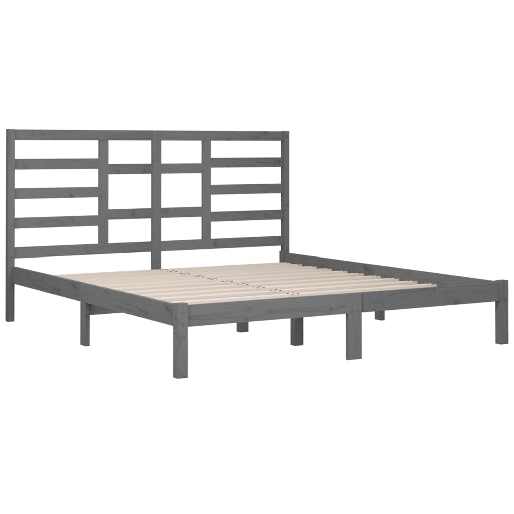 Estrutura de cama super king 180x200 cm madeira maciça cinza