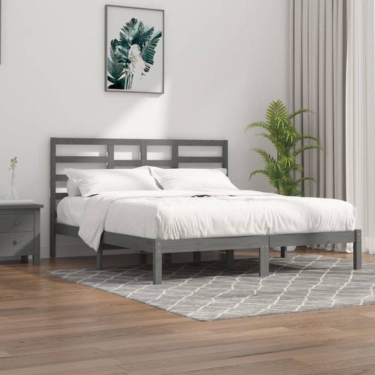 Estrutura de cama super king 180x200 cm madeira maciça cinza