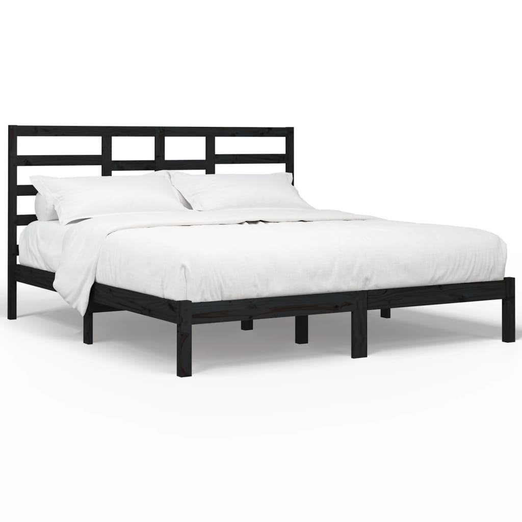 Estrutura de cama super king 180x200 cm madeira maciça preto