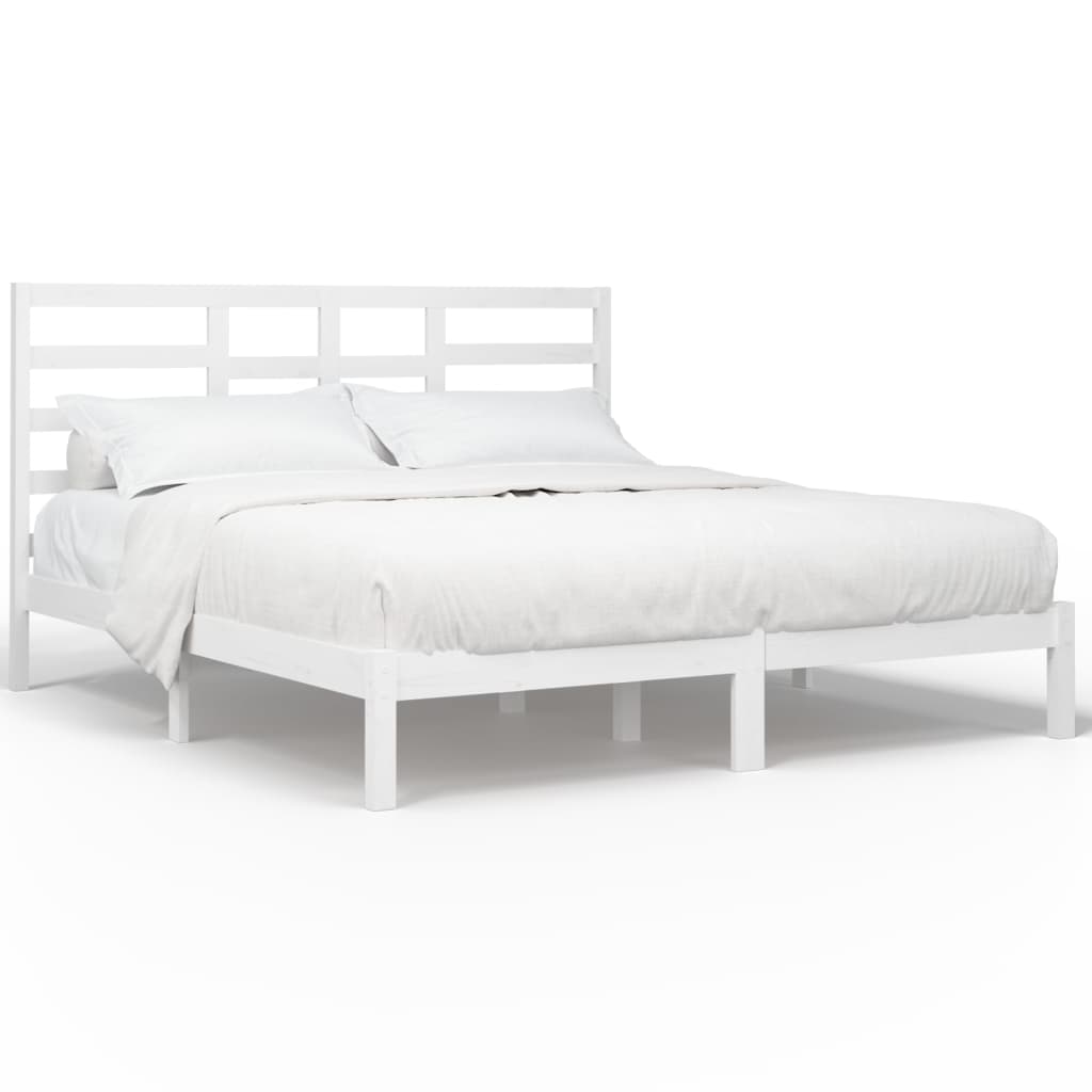 Estrutura de cama 200x200 cm madeira maciça branco