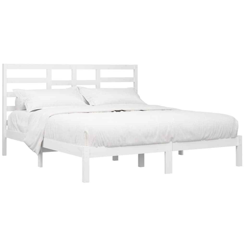 Estrutura de cama 200x200 cm madeira maciça branco