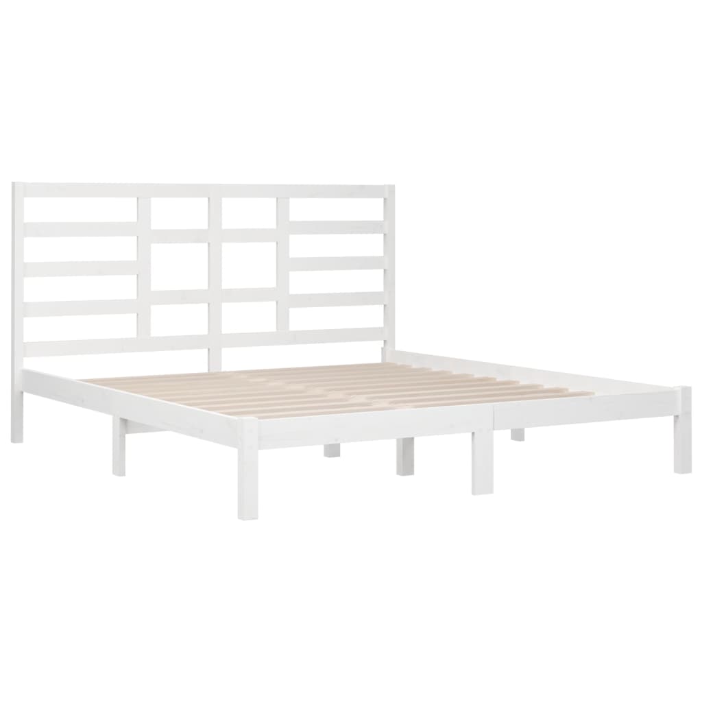 Estrutura de cama 200x200 cm madeira maciça branco