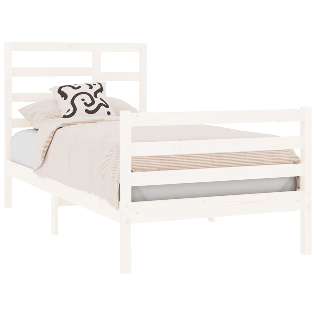 Estrutura de cama solteiro 90x190 cm madeira maciça branco