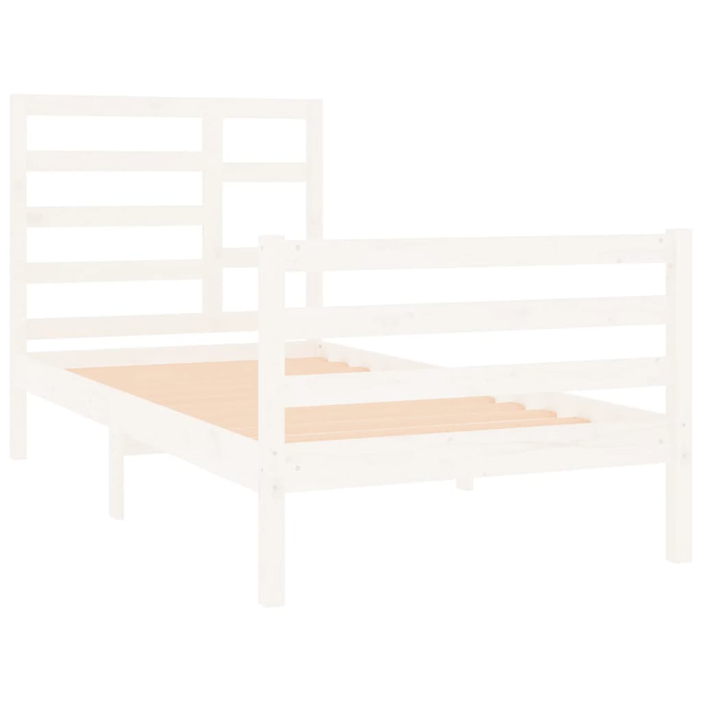 Estrutura de cama solteiro 90x190 cm madeira maciça branco