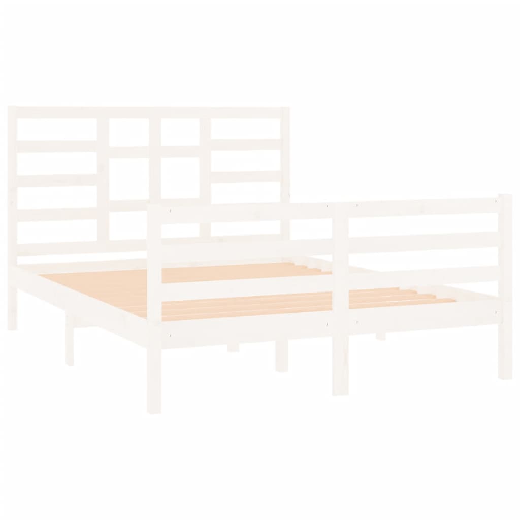 Estrutura de cama casal 135x190 cm madeira maciça branco