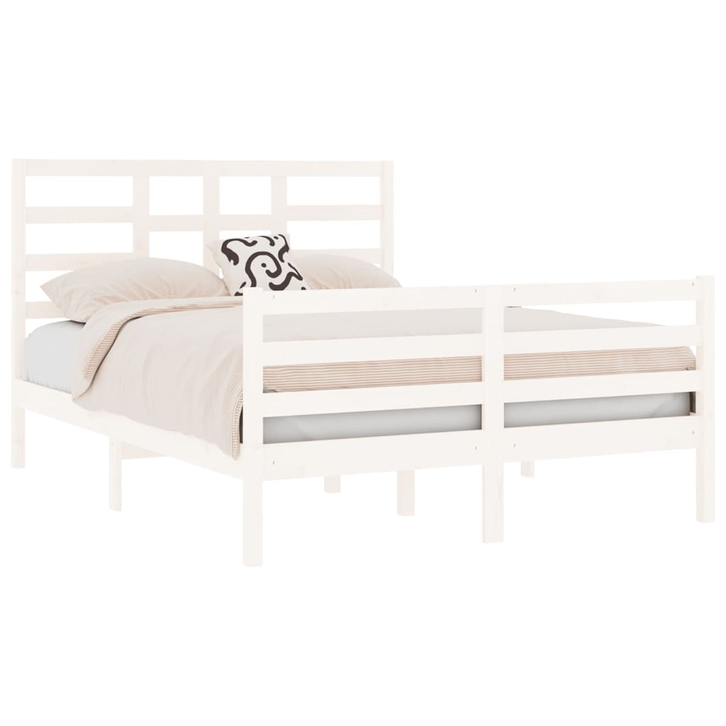 Estrutura de cama 140x190 cm madeira maciça branco