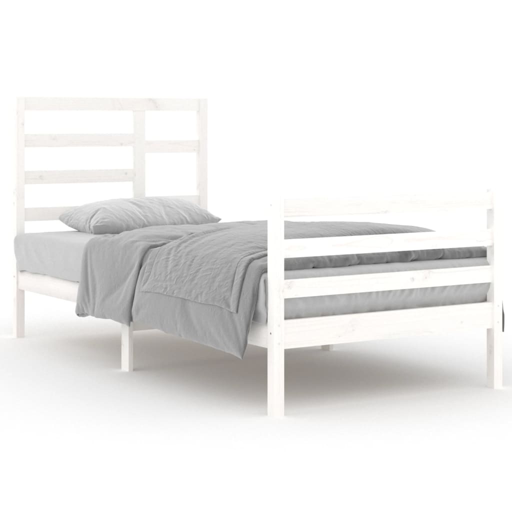 Estrutura de cama 90x200 cm madeira maciça branco