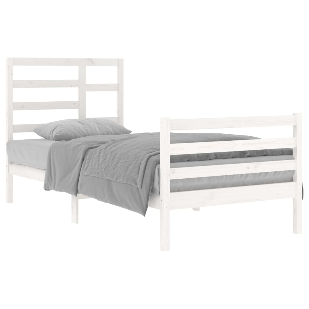 Estrutura de cama 90x200 cm madeira maciça branco