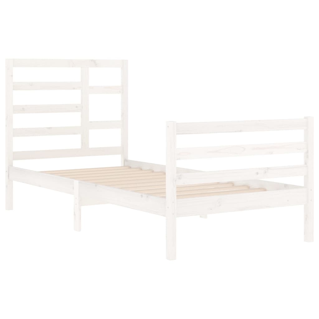 Estrutura de cama 90x200 cm madeira maciça branco