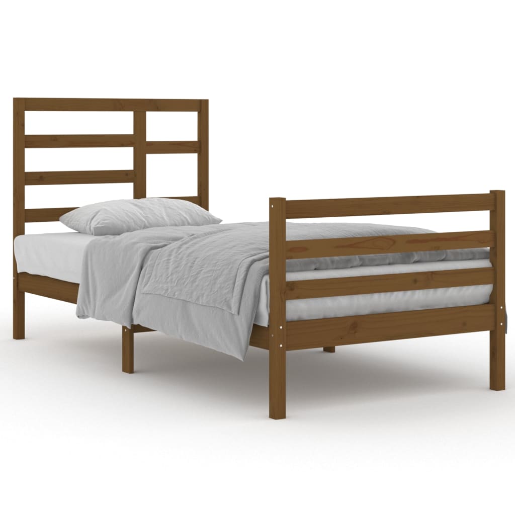 Estrutura de cama 90x200 cm madeira maciça castanho mel