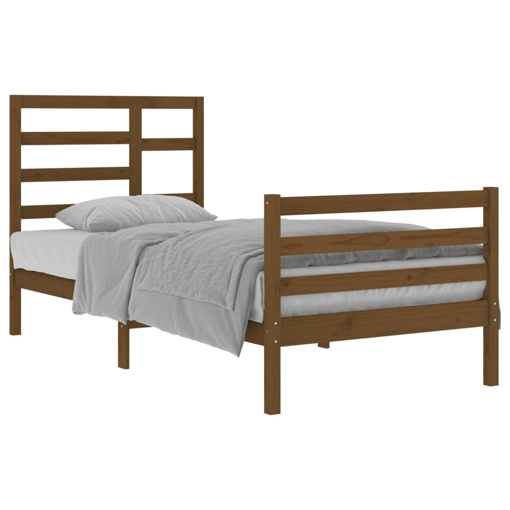 Estrutura de cama 90x200 cm madeira maciça castanho mel