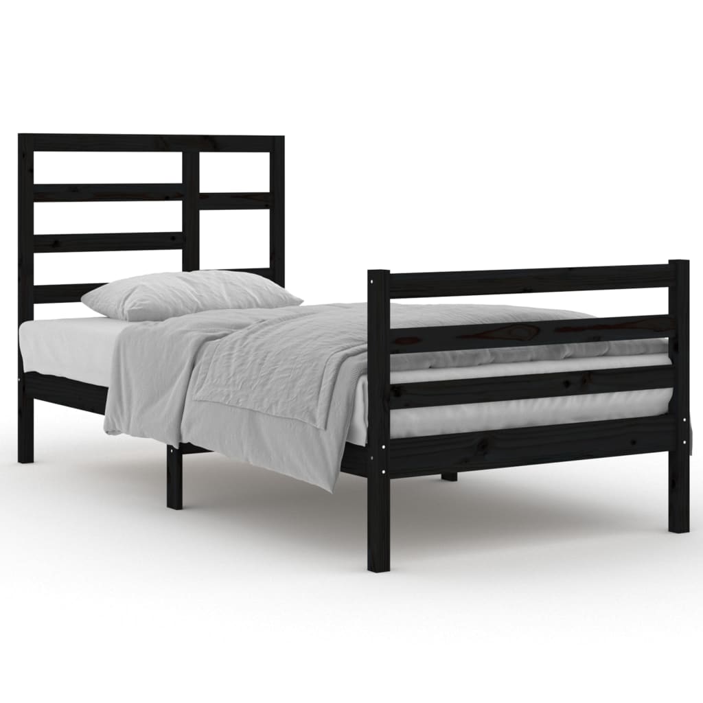 Estrutura de cama 90x200 cm madeira maciça preto