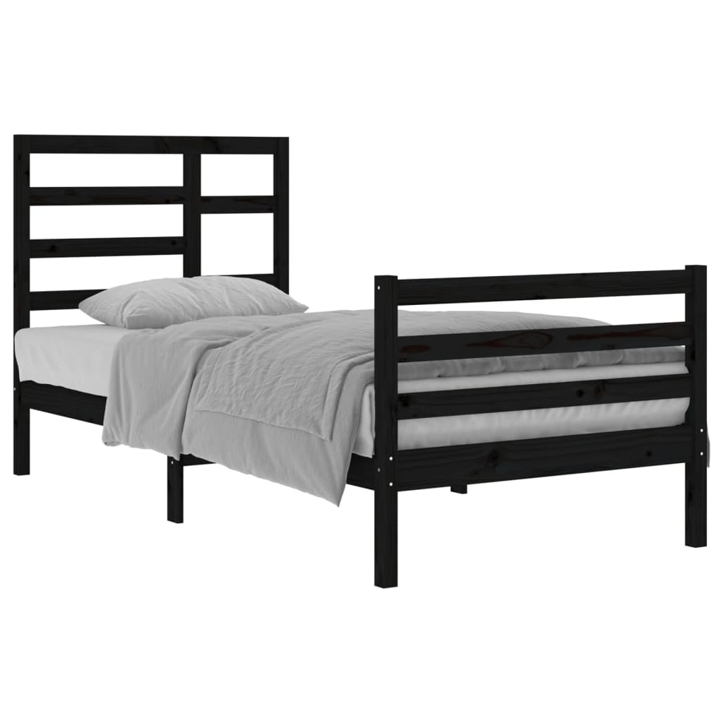 Estrutura de cama 90x200 cm madeira maciça preto