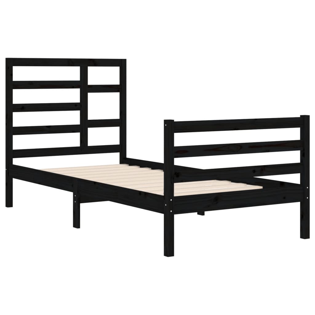 Estrutura de cama 90x200 cm madeira maciça preto