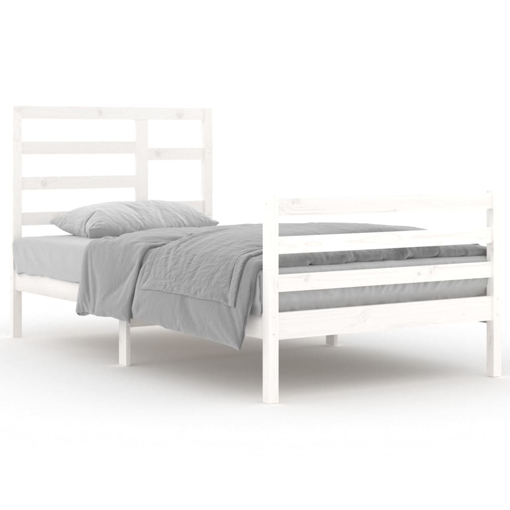 Estrutura de cama 100x200 cm madeira maciça branco