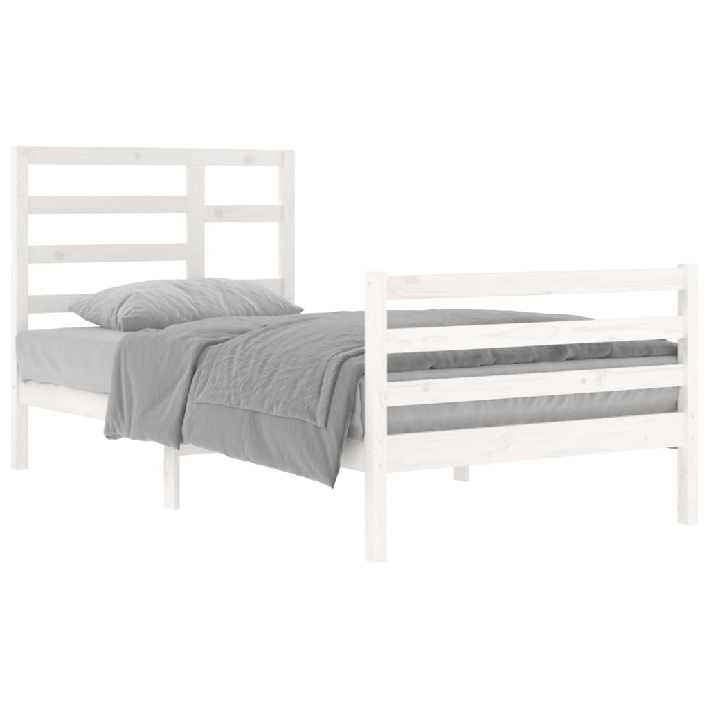 Estrutura de cama 100x200 cm madeira maciça branco