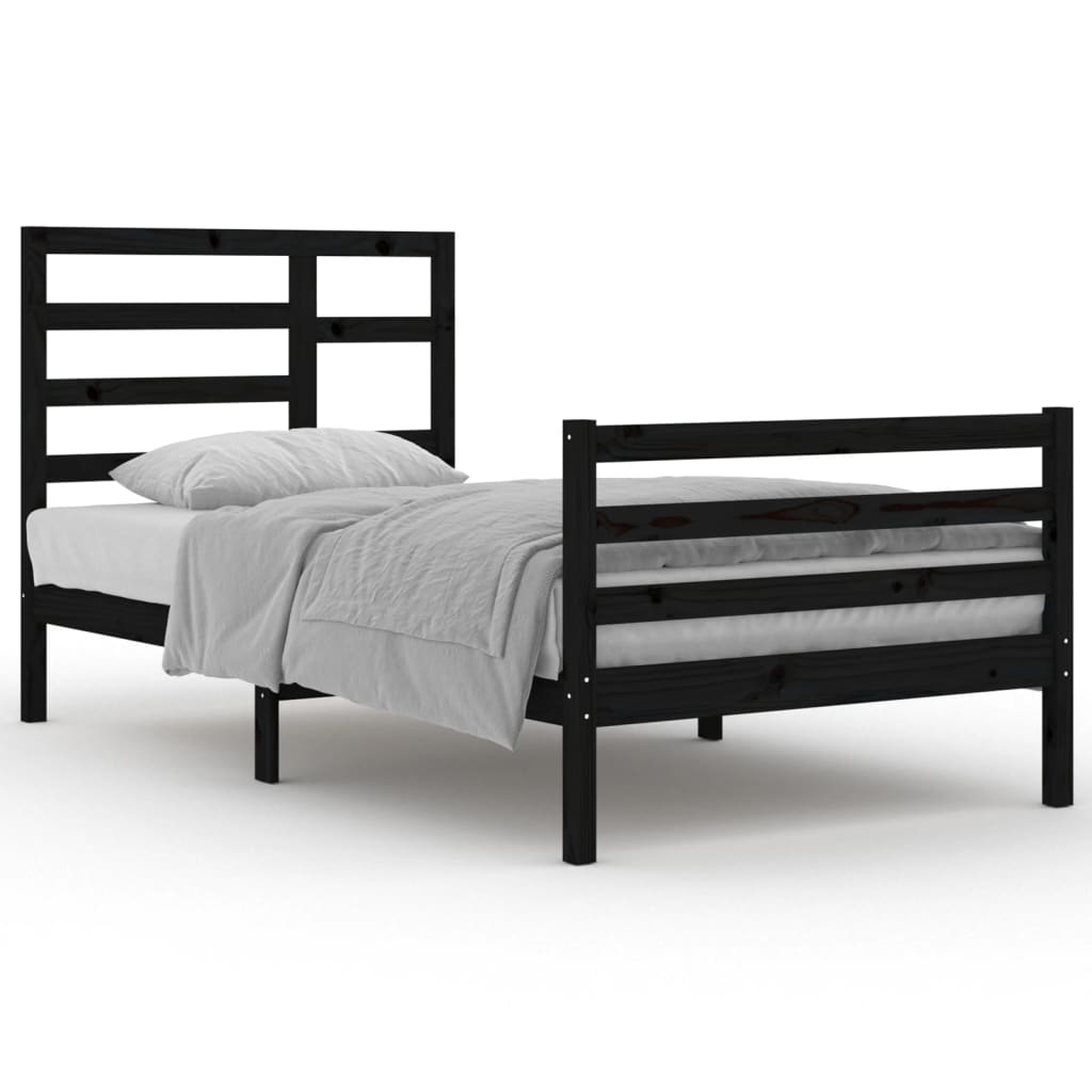 Estrutura de cama 100x200 cm madeira maciça preto