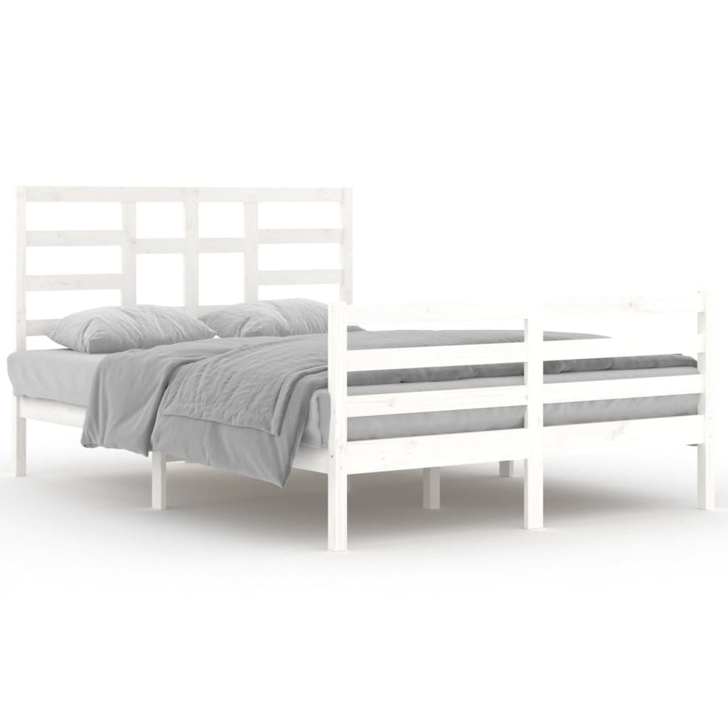 Estrutura de cama 140x200 cm madeira maciça branco