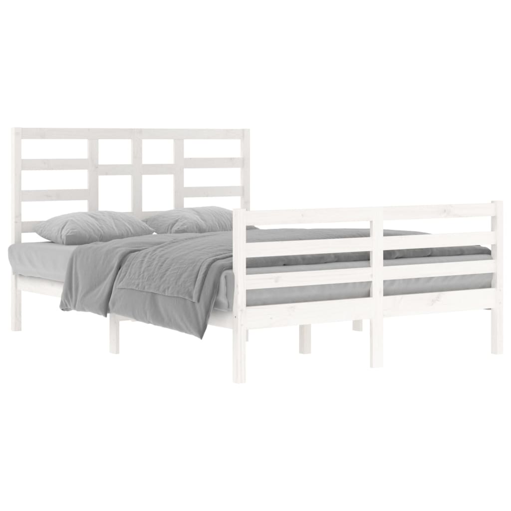 Estrutura de cama 140x200 cm madeira maciça branco