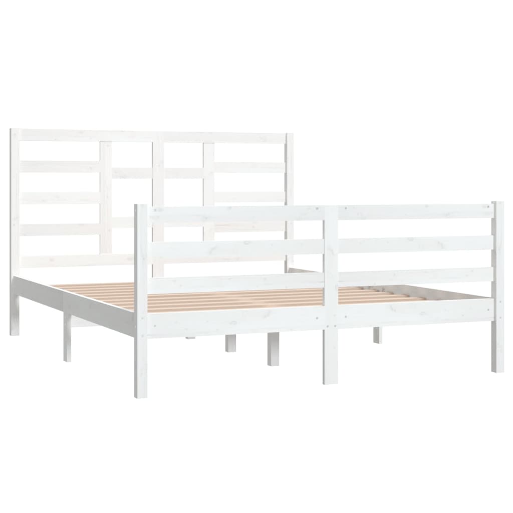 Estrutura de cama king 150x200 cm madeira maciça branco