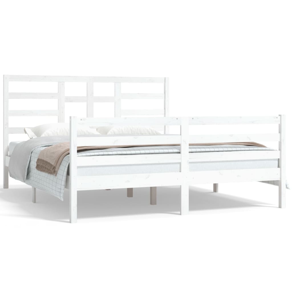 Estrutura de cama 160x200 cm madeira maciça branco