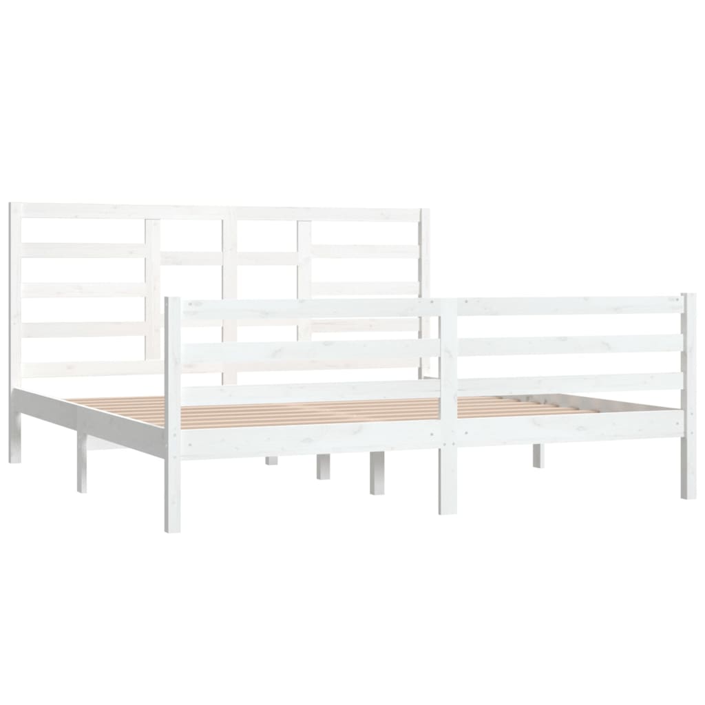 Estrutura de cama super king pinho maciço 180x200 cm branco