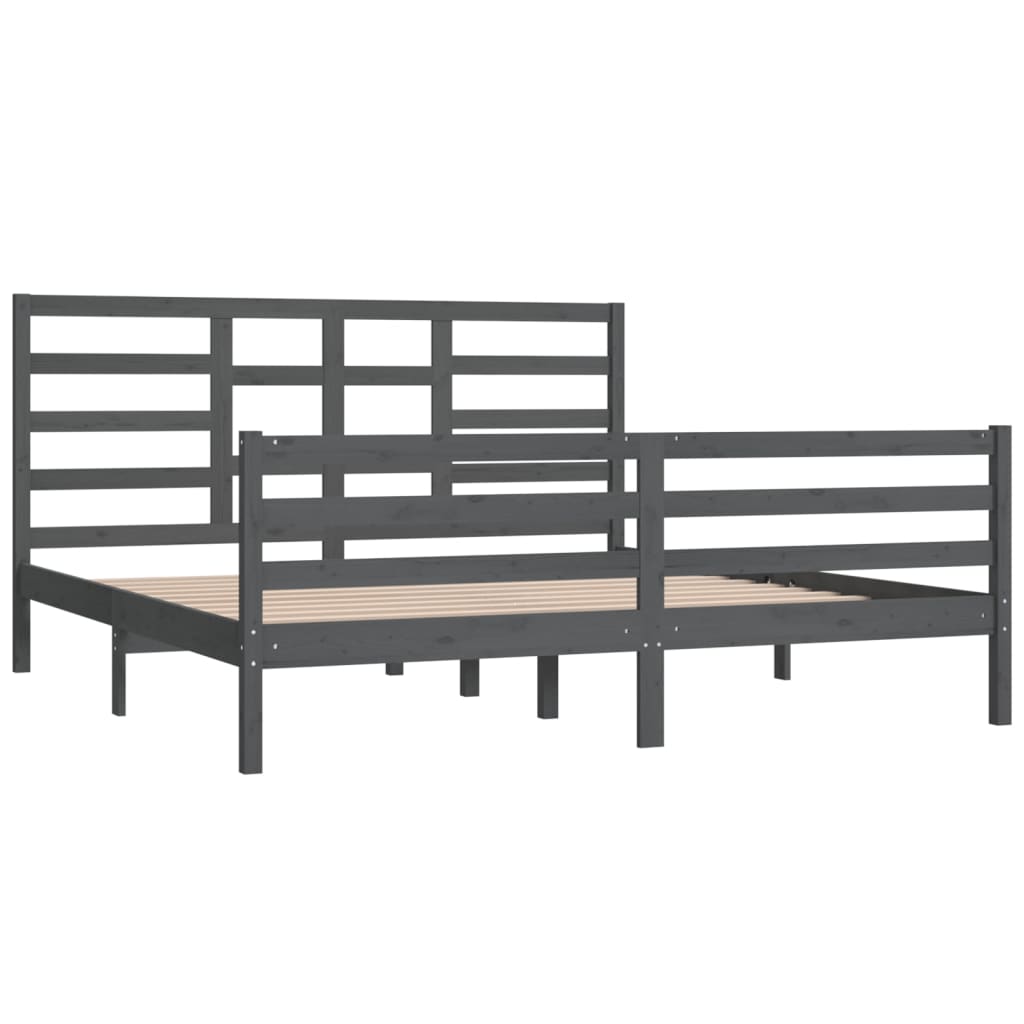 Estrutura de cama super king 180x200 cm madeira maciça cinza