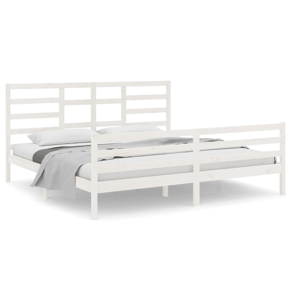 Estrutura de cama 200x200 cm madeira maciça branco