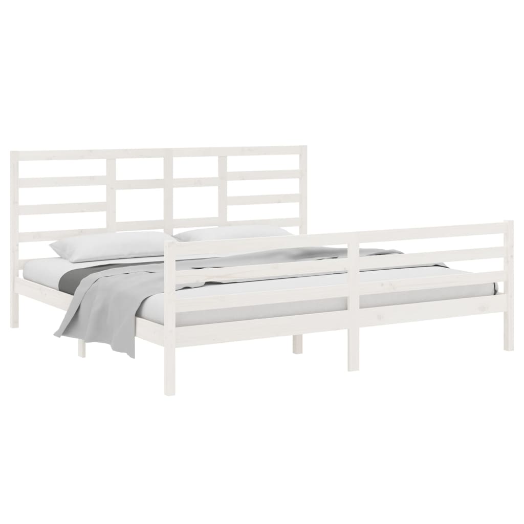 Estrutura de cama 200x200 cm madeira maciça branco