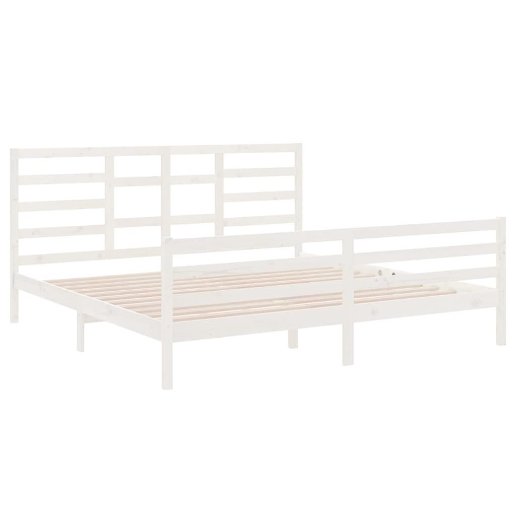 Estrutura de cama 200x200 cm madeira maciça branco