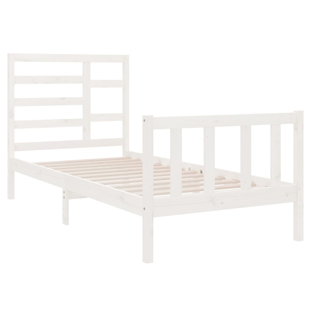 Estrutura de cama solteiro 90x190 cm madeira maciça branco