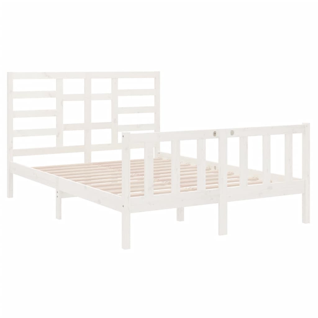 Estrutura de cama 140x190 cm madeira maciça branco