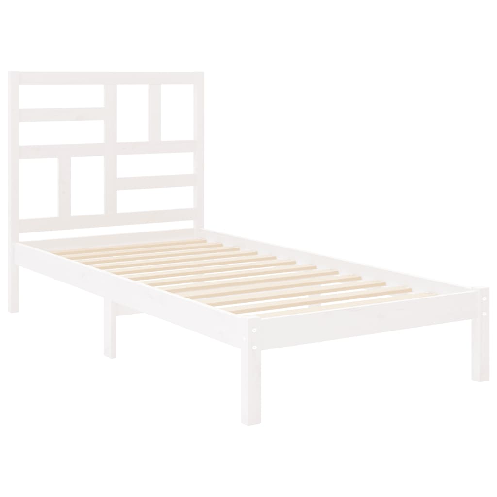 Estrutura de cama solteiro 90x190 cm madeira maciça branco