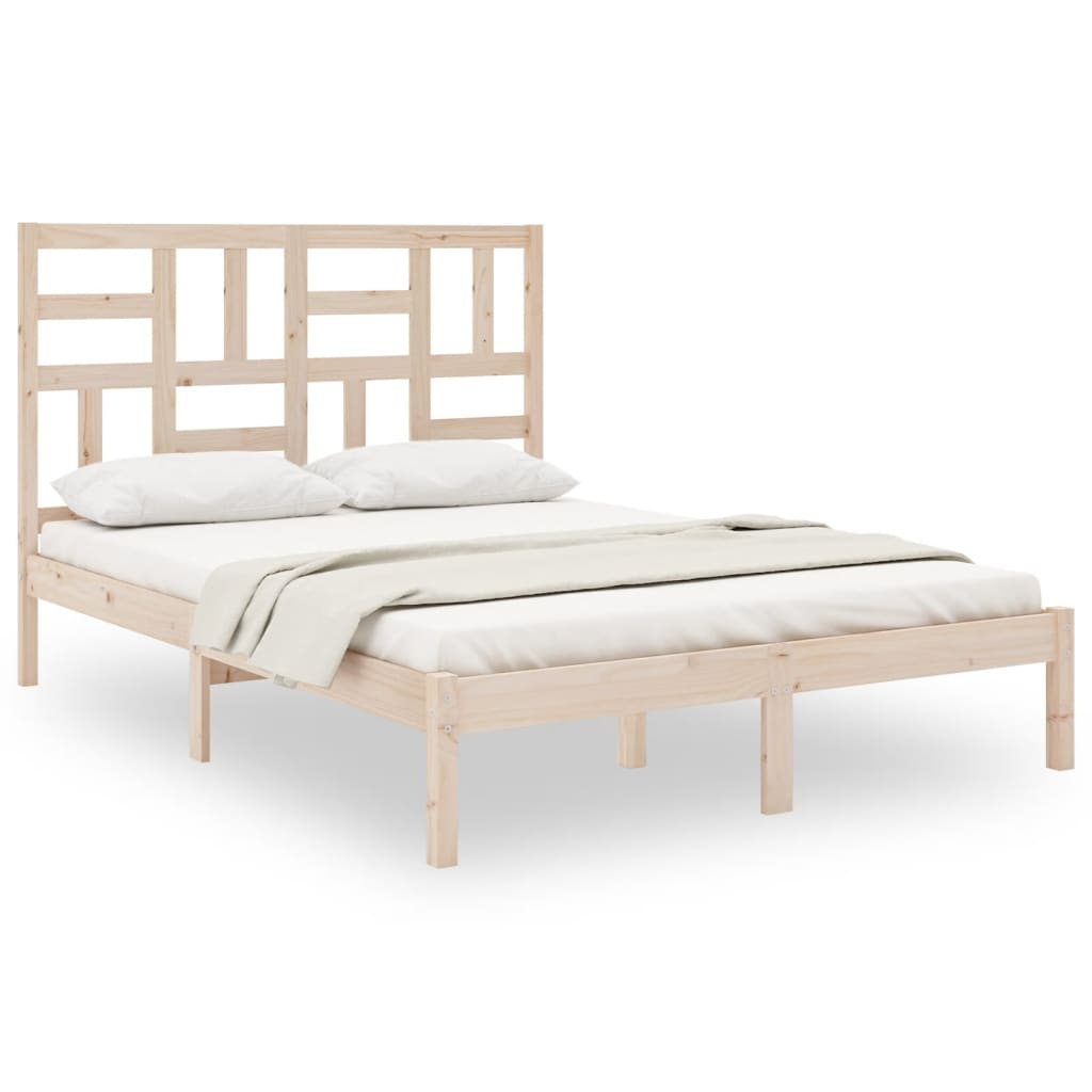 Estrutura de cama dupla pequena 4FT 120x190 cm madeira maciça