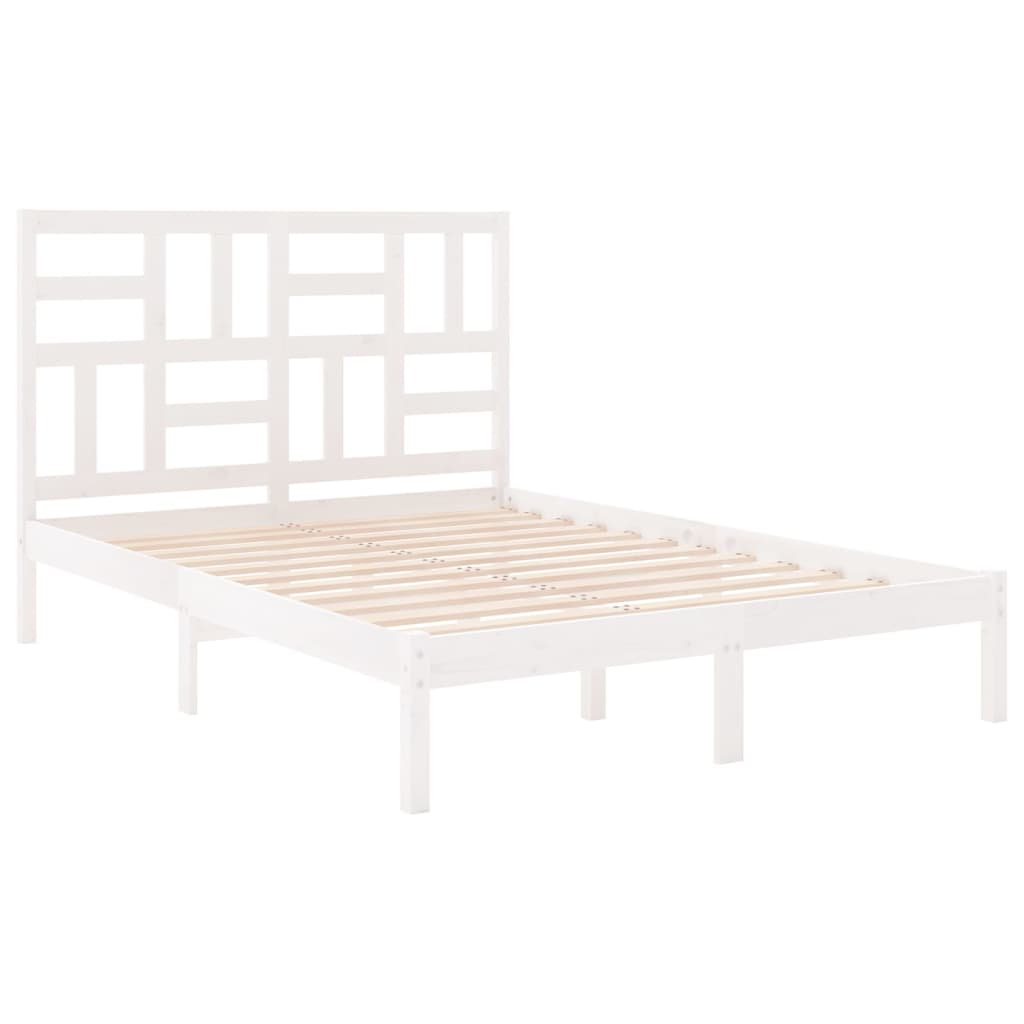 Estrutura de cama 140x190 cm madeira maciça branco