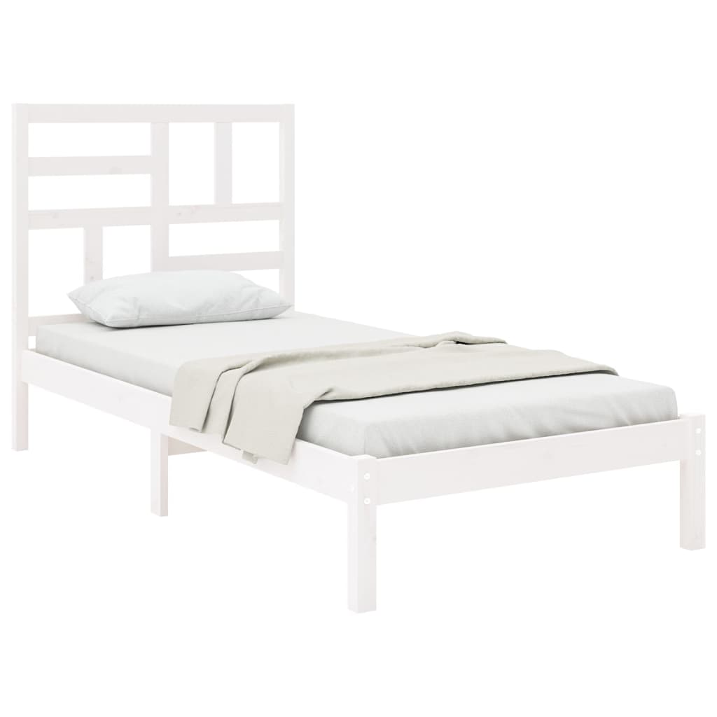 Estrutura de cama 90x200 cm madeira maciça branco