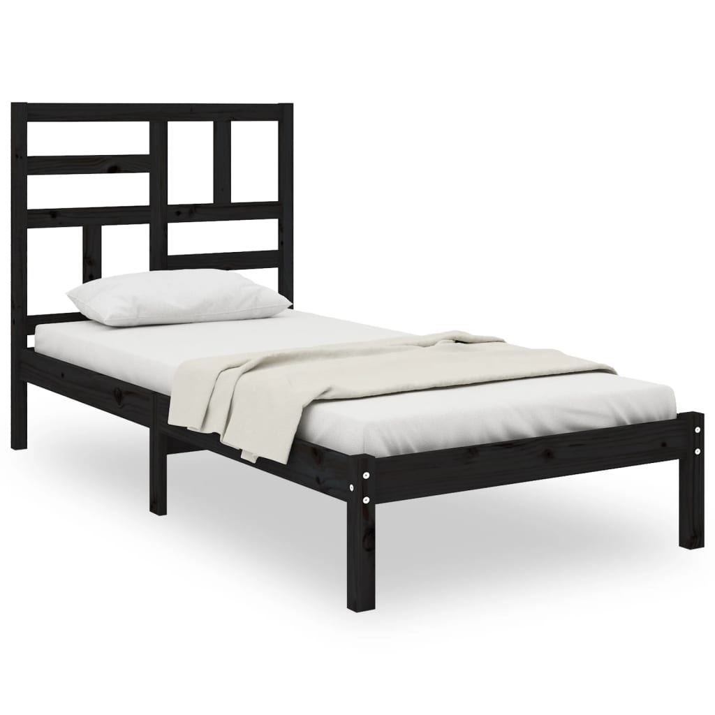 Estrutura de cama 90x200 cm madeira maciça preto