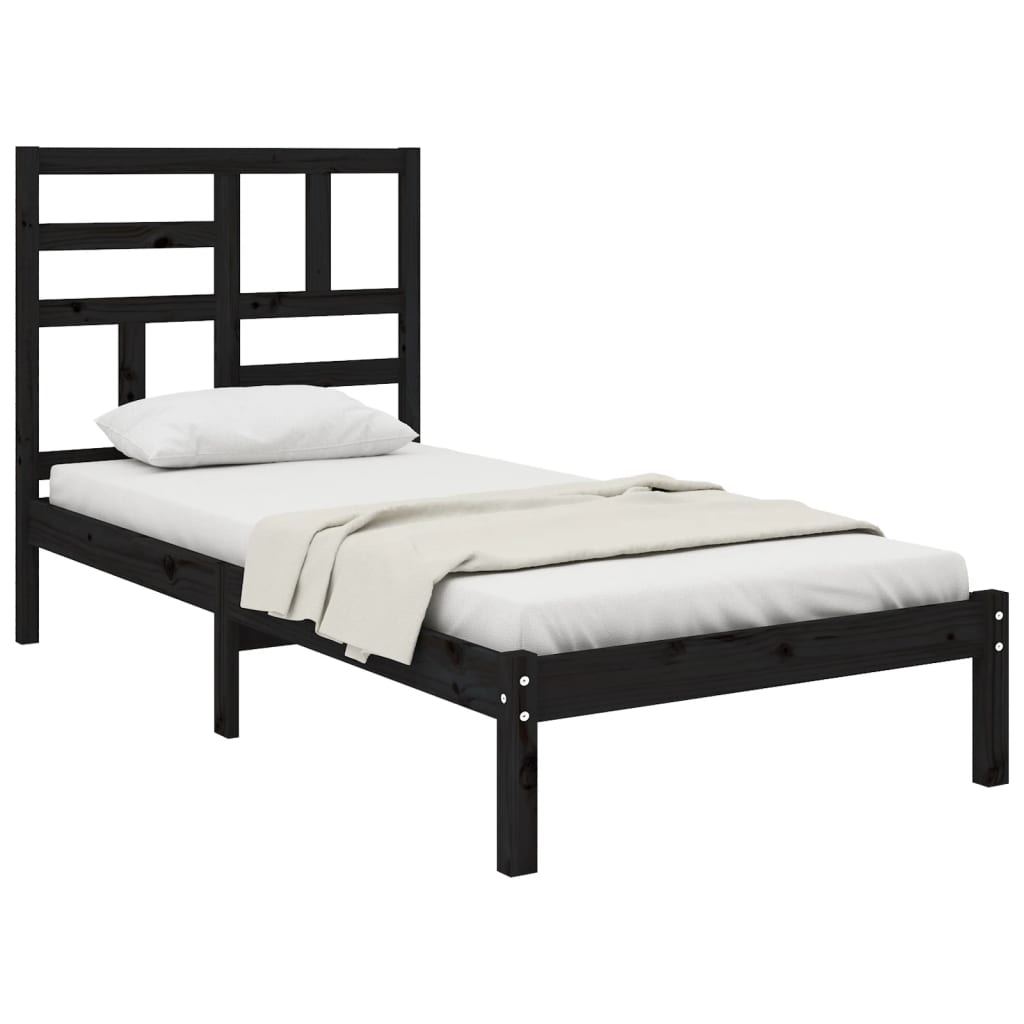 Estrutura de cama 90x200 cm madeira maciça preto