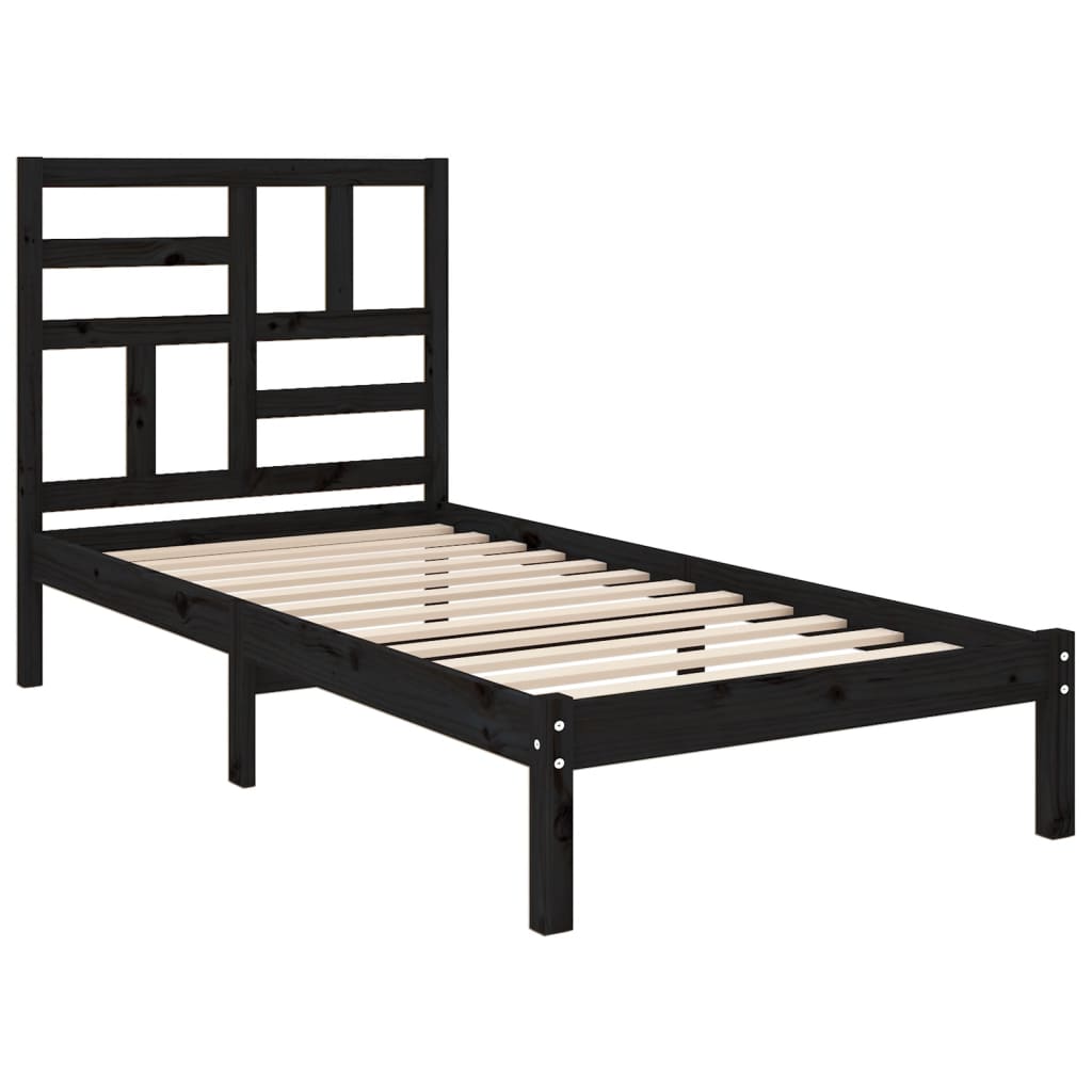 Estrutura de cama 90x200 cm madeira maciça preto